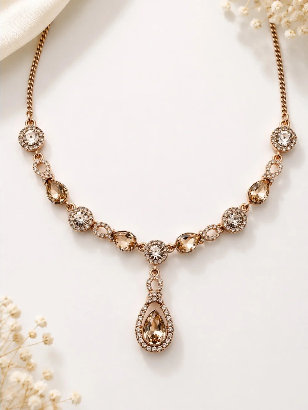 Givenchy Rose Gold-Tone Crystal Teardrop Statement Necklace_5